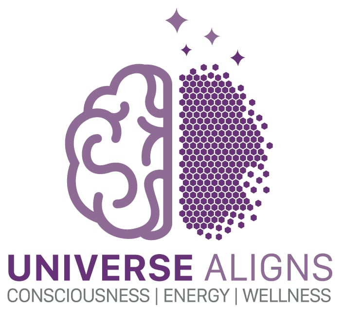 Universe Aligns Youtube & Podcast Logo. Garnet Moon Love and Lindsay Goodwin The Wellness Medium.